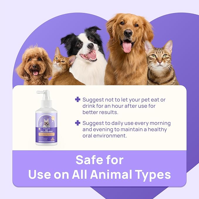 HICC PET Dog Dental Care Spray, Vet-Recommended Dog Breath Freshener, Soothing Bad Breath Caused by Plaque and Red Gums for Dogs & Cats, Dog Gingivitis Treatment and Prevent Oral Infections, 5.1 Fl Oz