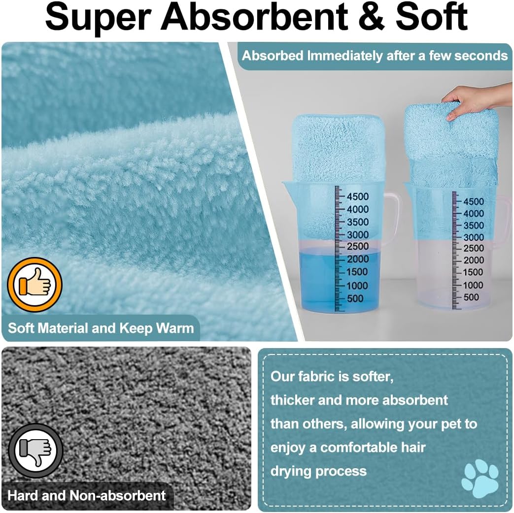 KOOGALSmall to Medium Size Dog Bathrobe, Quick Drying Super Absorbent Used for After Bathing, Warm Dog Towels, Adjustable Hoodies and Belts for Pet Dogs Bath Clothes Products(Blue, L)