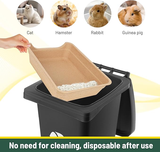 Disposable Litter Boxes for Cats, Low Entry Paper Litter Box, Paper Cat Litter Tray with One-time Pet Bath Towel Set (3PACKS with 1 Towel) for Travel on Weekends or Trips of Short Holidays