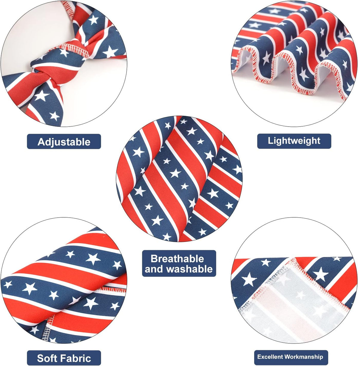 E-Clover 4th of July Dog Bandanas & Matching Scrunchie Set American Flag Dog Scarf for Medium Large Dogs Patriotic Pet Bandana Kerchief Bibs Owner Mom Matching Gifts