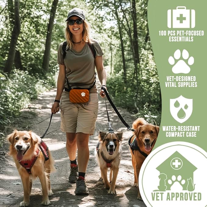 EVERLIT Pet Medic First Aid Kit | 95 Pcs Vet-Approved Medical, Outdoor & Emergency Supplies for Dogs, Cats, Animal Care | Travel-Friendly Compact Bag for Home, Car and Travel (Valentine Lace)