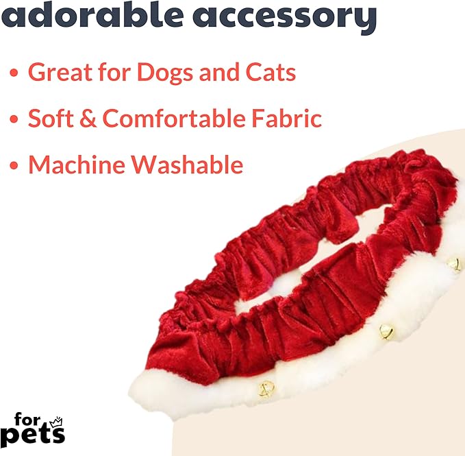 Huxley & Kent Ruff Pet Scrunchy | Santa (Large) | Festive Christmas/Holiday Neckwear for Dogs/Cats | Fun Stretchable Costume Accessory | Soft Collar with Bells