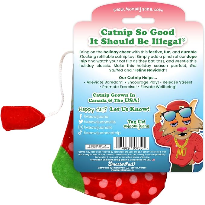Meowijuana | Get Stuffed Bundle | Get Stuffed Stocking and Winter Lift | Promotes Play and Cat Health | Includes Organic Catnip | Feline and Cat Lover Approved
