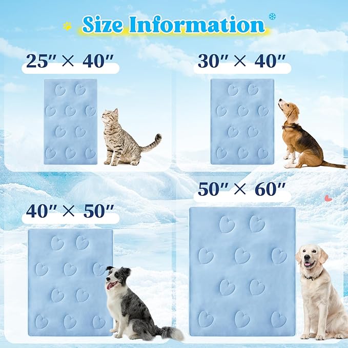 Cooling Blanket for Dogs, Lightweight & Durable Dog Cooling Mat, Q-MAX>0.45 Soft Breathable Pets Comforter for Couch, Bed & Car Essential - Light Blue 30x40 Inches