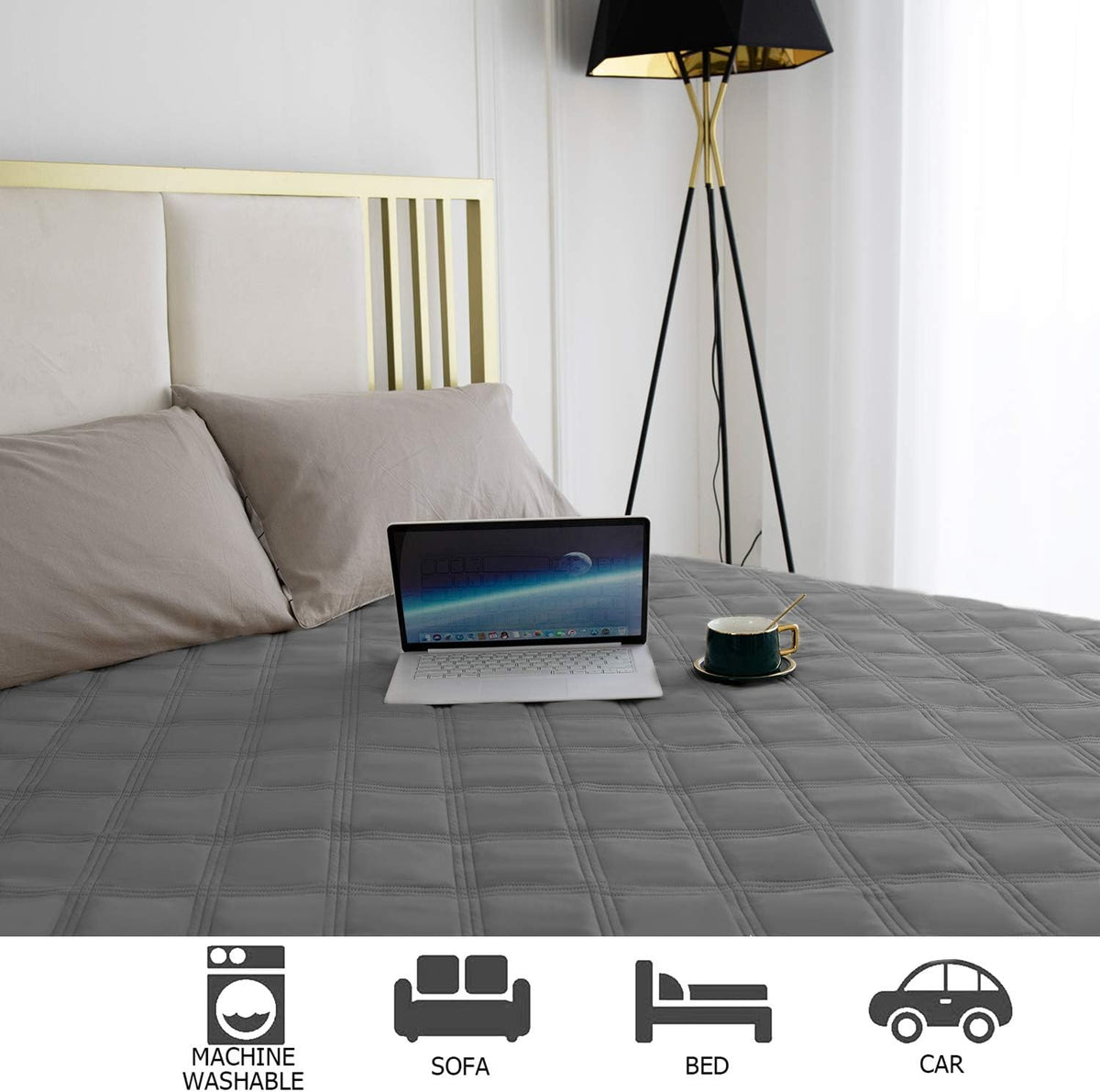 Ameritex Waterproof Dog Bed Cover Pet Blanket with Anti-Slip Back for Furniture Bed Couch Sofa (40x50 Inch (Pack of 1), Darkgrey)