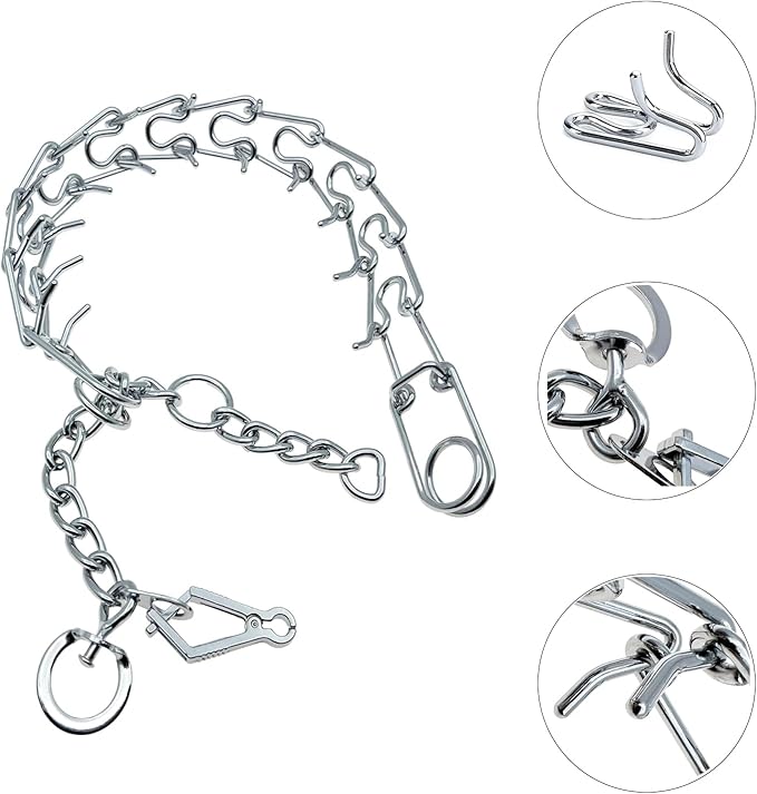 Prong Pinch Collar for Dogs with Quick Release Buckle, Adjustable Training Collar for Small Medium Large Dogs, Helps Prevent Dog from Pulling(2.3mm, Neck Size 13"-15"), Silver