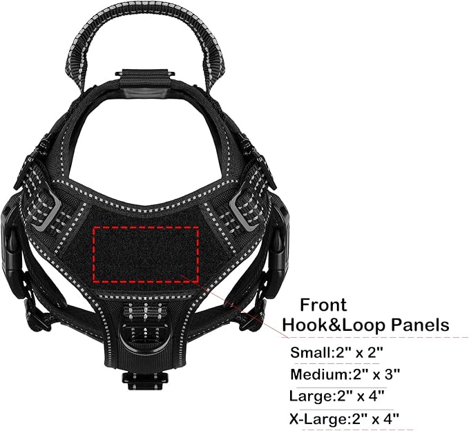 ICEFANG Tactical Dog Harness, Small Size,2X Metal Buckle,Working Dog MOLLE Vest with Handle,No Pulling Front Leash Clip,Hook and Loop Panel (Black,S (Pack of 1))