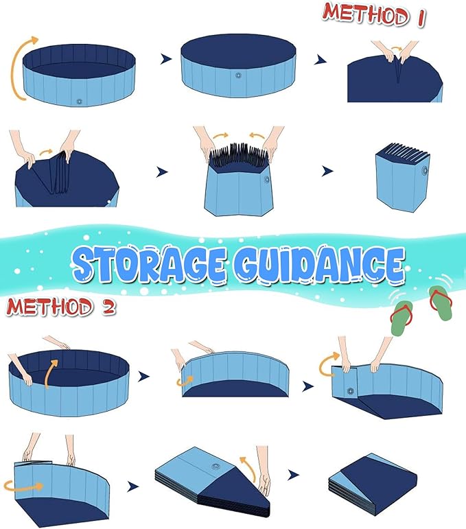 Giant Dog Pool 97"x16", Hyperzoo Foldable Dog Swimming Pool, Hard Plastic PVC Leakproof Doggie Wading Collapsible Pet Bathing Tub for Puppy Small Medium Large Dogs and Kids, Blue