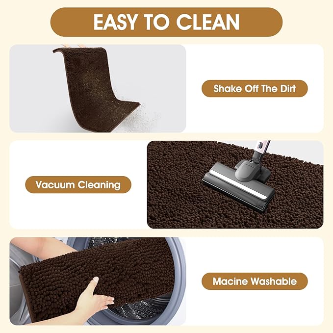 IM HOME 36" x 24" Brown Dog Door Mats for Muddy Paws, Chenille Absorbent Dog Mat, Non Slip Heavy Mud Mat for Dogs, Soft Pet Bed Mat for Entryway, Mud Paws, Inside Floor