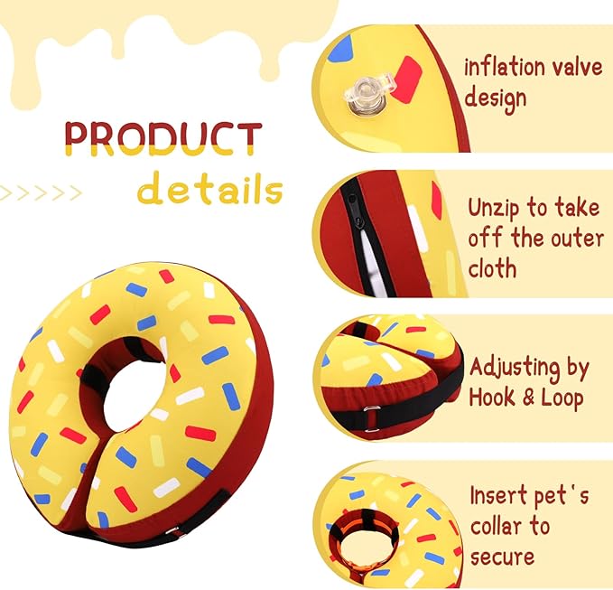 Supet Inflatable Dog Cone Collar Alternative After Surgery, Doggie Neck Donut Collar Recovery E Collar, Soft Dog Cone for Small Medium Large Dogs