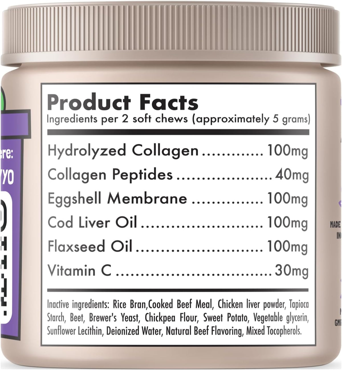 Collagen Dog Chews for Joint & Skin Health 120 Soft Chews All Breeds Mobility, Cartilage Repair & Pain Relief Hip & Joint Skin Coat Anti-inflammatory Support Eggshell Membrane Senior & Adult Dogs