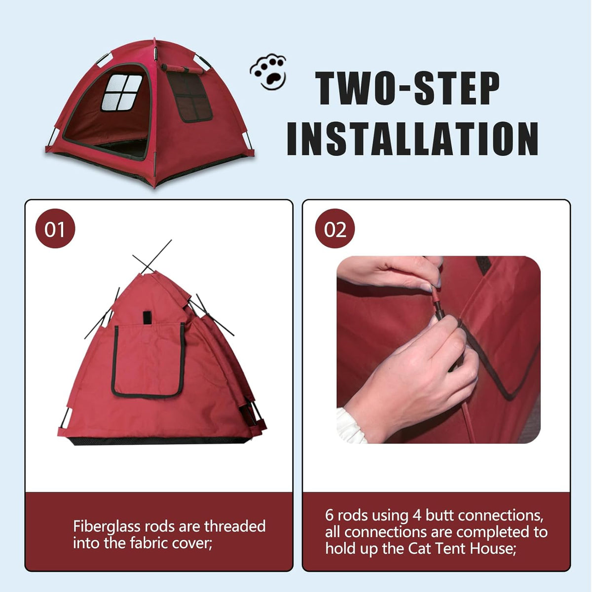 Red Cat Tent House、Cat's Nest, Portable Indoor/Outdoor Pet Tent House for Cats, Puppies and Other Small Animals