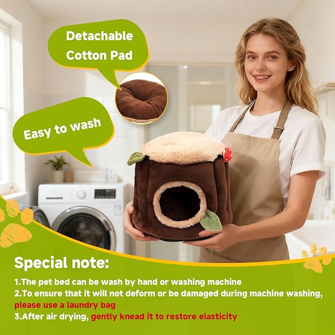 LYART Guinea Pig Hamster Bedding or Hideout for Mouse Mice Rat Ferret Bunny Fluff Bedding Bed House Cage Accessories, Dwarf Rabbits Hedgehog Bearded Dragon Warm Bedding Winter Nest Cave, Washable(2.L)