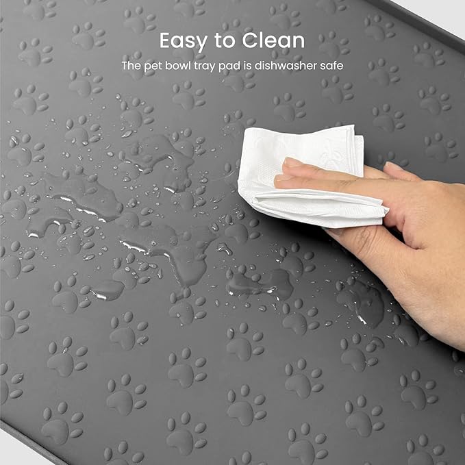 Dog Food Mat Anti-Slip Silicone Dog Bowl Mat Thicker Pet Placemat Waterproof Cat Feeder Pad with Raised Edge Puppy Kitten Feeding Mats Suitable Small Medium-Sized Dogs Cats Eating Tray