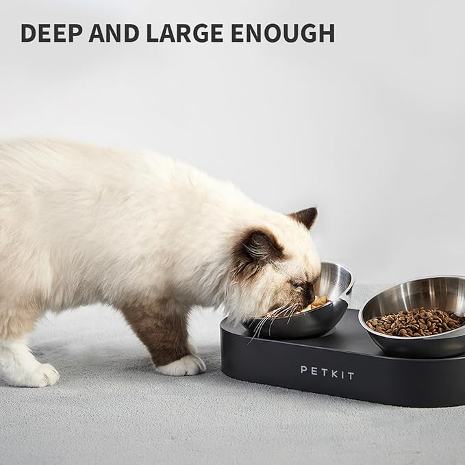 PETKIT CYBERTAIL - Stainless Steel Raised Bowl - Inclined Food and Feeding Bowls, Non-Slip, No Spill for Cats and Small Dogs