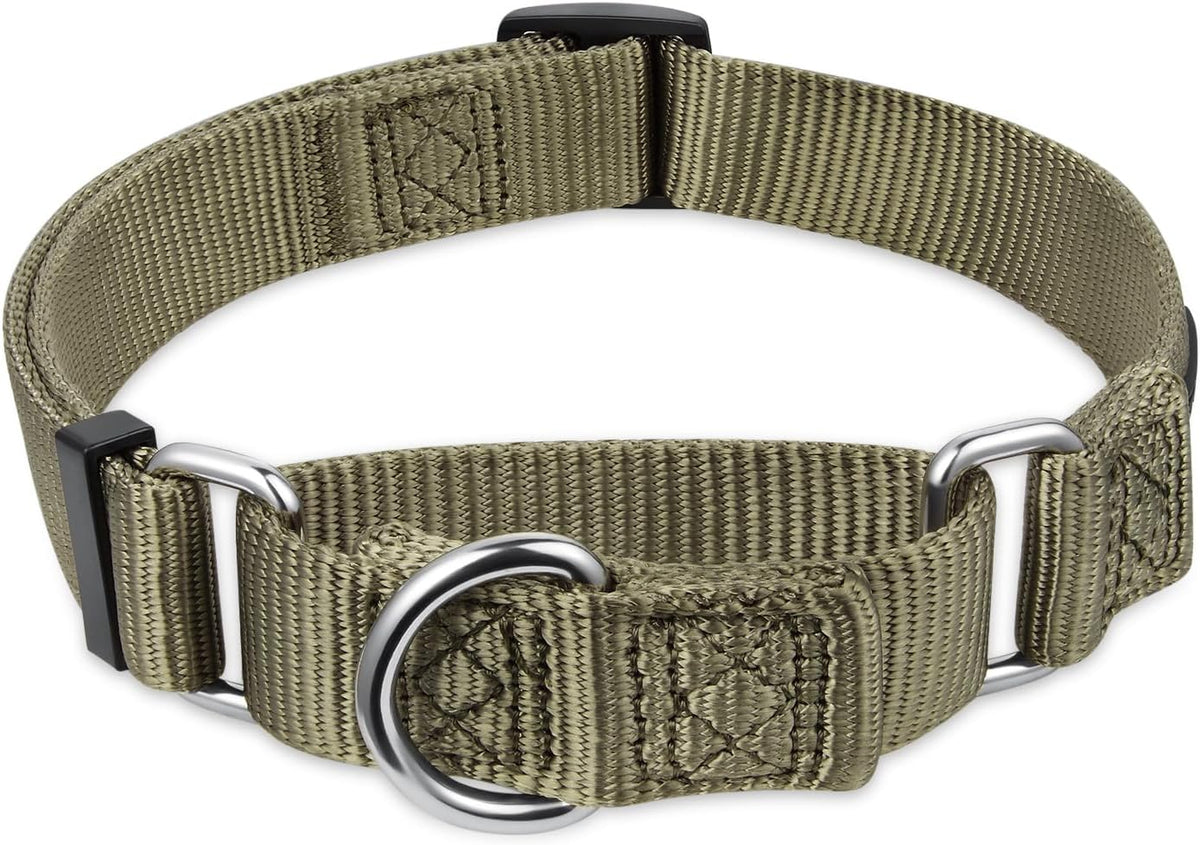 Premium Upgraded Durable Nylon Anti-Escape Martingale Dog Collar for Medium Boy and Girl Dogs Comfy and Safe - Walking, Professional Training, Daily Use. (Medium, Military Green)