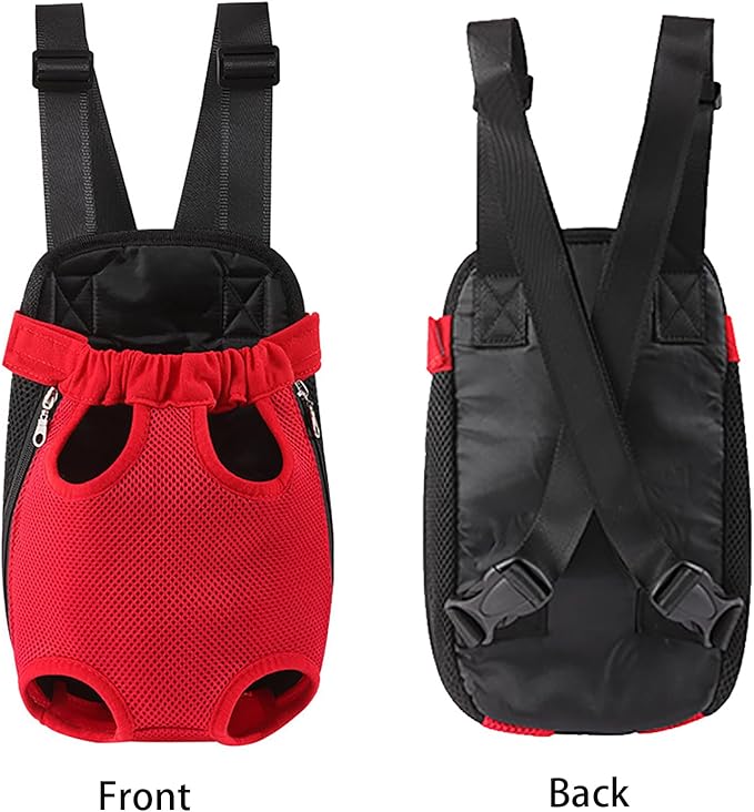Dog Carrier Backpack, Adjustable Puppy Front Carrier Backpack, Ventilated Dog Chest Carrier for Hiking Camping Travel, Sling Bag for Small Medium Dog Cat Rabbit Puppies, Suit 5-9 lbs (Red, M)
