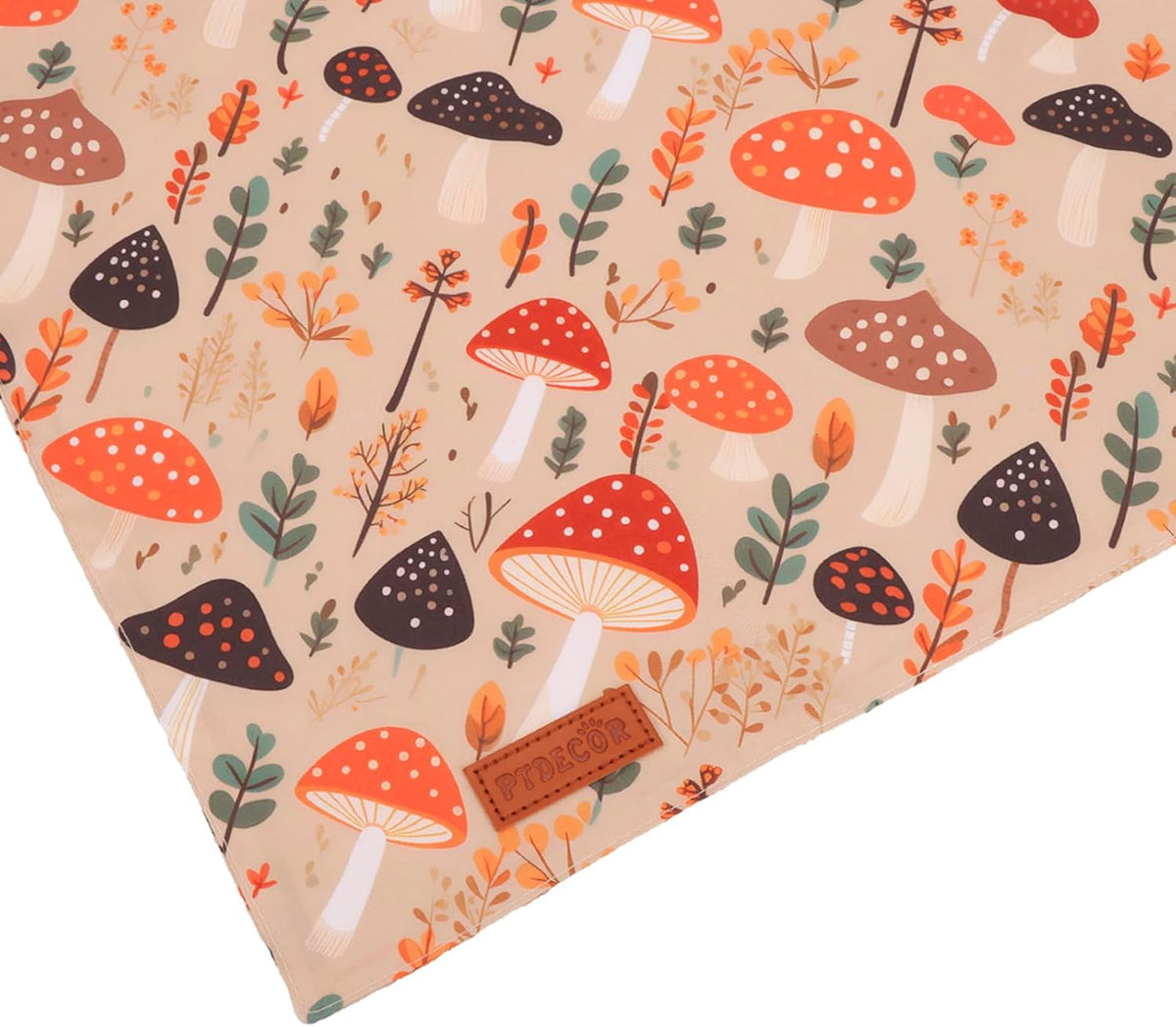 PTDECOR Fall Dog Bandana, Pumpkin Mushroom Design Scarf Reversible Holiday Dog Scarf, Triangle Thanksgiving Bandanas for Medium Large Pets (Large)
