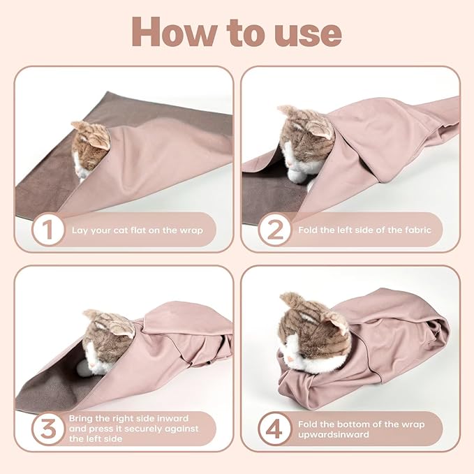 Paw Legend 21.7" Cat Wrap for Grooming Cat Wrap for Cutting Nails Cat Restraint for Nail Clipping Self Adhesive Blanket Restraint Cloth for Cats Within 6lbs