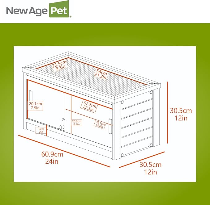 New Age Pet ECOFLEX 24-Inch Mojave Reptile Lounge in Maple - Durable Wood Plastic Composite Habitat with Ventilated Side Panels, Removable Sliding Glass Doors, and Mesh Screen Top