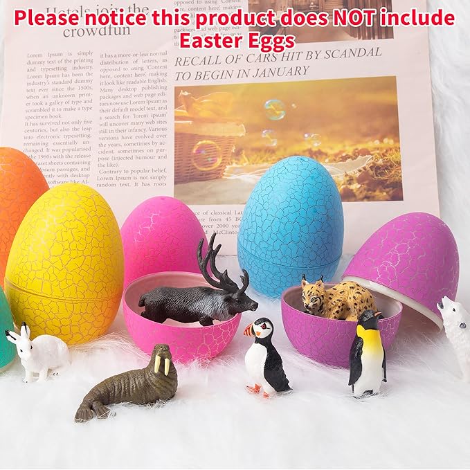 Toymany 14PCS Mini Arctic Animals Figurines Set, Polar Animals Toys with Polar Bear, Caribou, Penguin, Walrus, Wolf Figurines Cake Toppers Birthday Easter Gifts for Preschool Kids