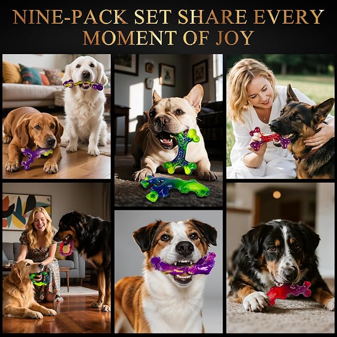 9-Pack Indestructible Dog Toys for Aggressive Chewers, Durable Chew Toys for Large Dogs, Dog Toy for Aggressive Chewer Large Breed, A Super Set for Happiness for All Dogs