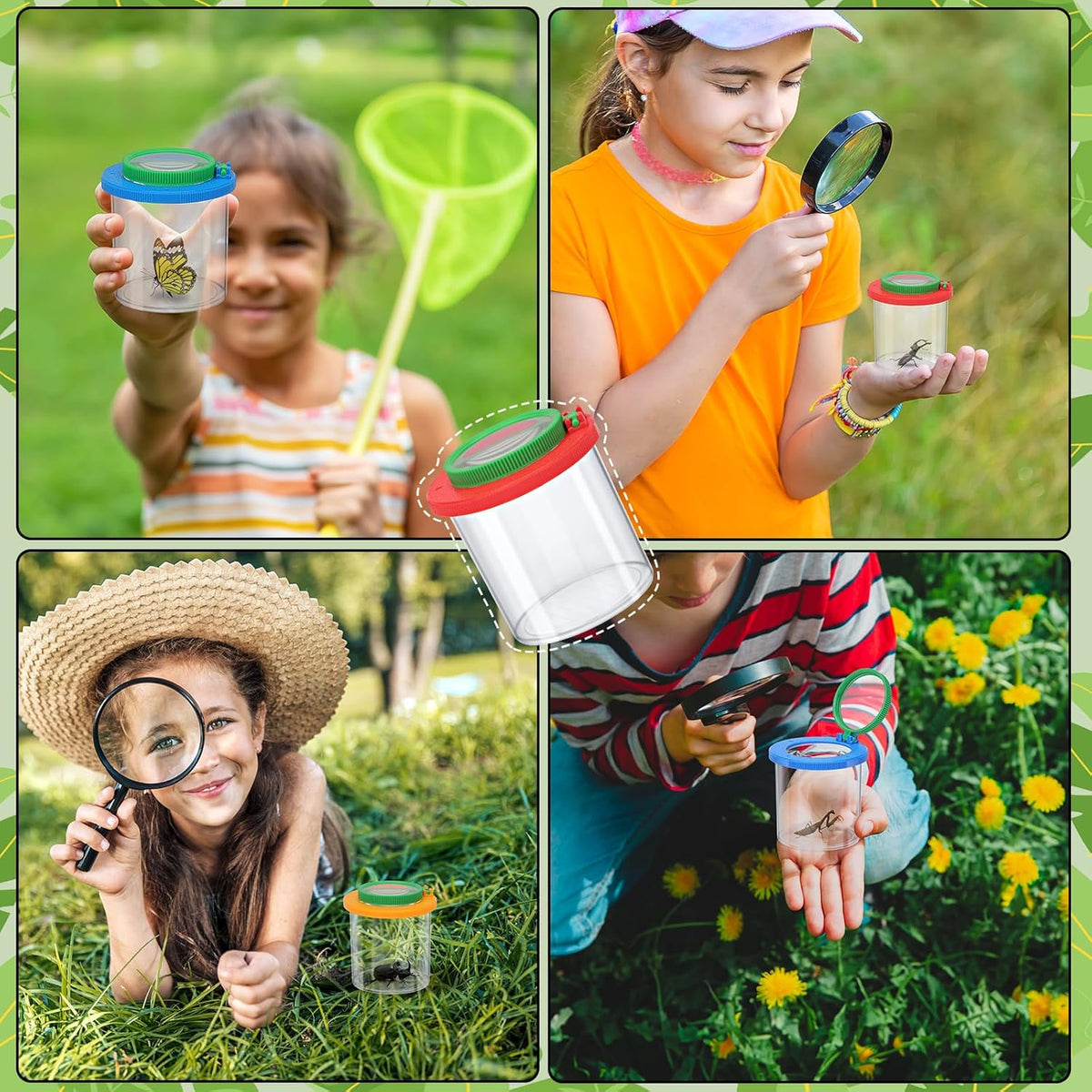 Coopay 6 Pieces Magnifying Insect Box - Bug Viewer, Critter Insect Cage, Container, Bug Catcher Cage, Jar Collecting Kit for Children, Kids Science Nature Exploration Tools