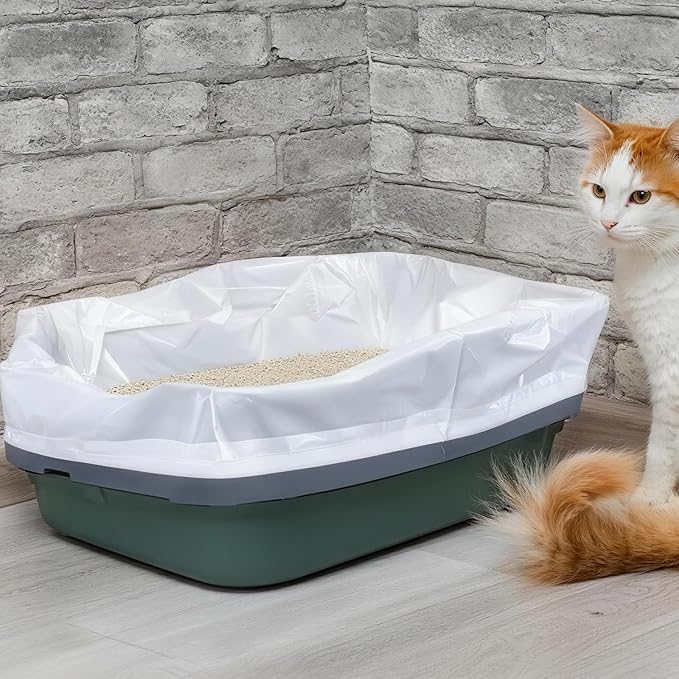 30 Count Cat Litter Liners Large, Jumbo Drawstring Extra Durable Pet Cat Pan Liners Extra-Thick Kitty Litter Box Bag 36" x 19"