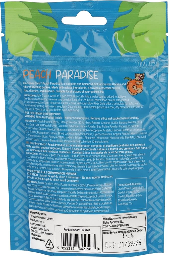 Crested Gecko Diet | Peach Paradise | All Natural Low Fat Complete Gecko Food | 2.1oz