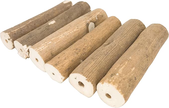 Bonka Bird Toys 1211 Pk6 Natural Bark Sola Sticks, 6-Pack, 3" Long, 1.25" Diameter, Soft Chew and Foraging Toy for Birds, Parrots, Parakeets, Cockatiels, Lightweight, Natural, Safe, Eco-Friendly