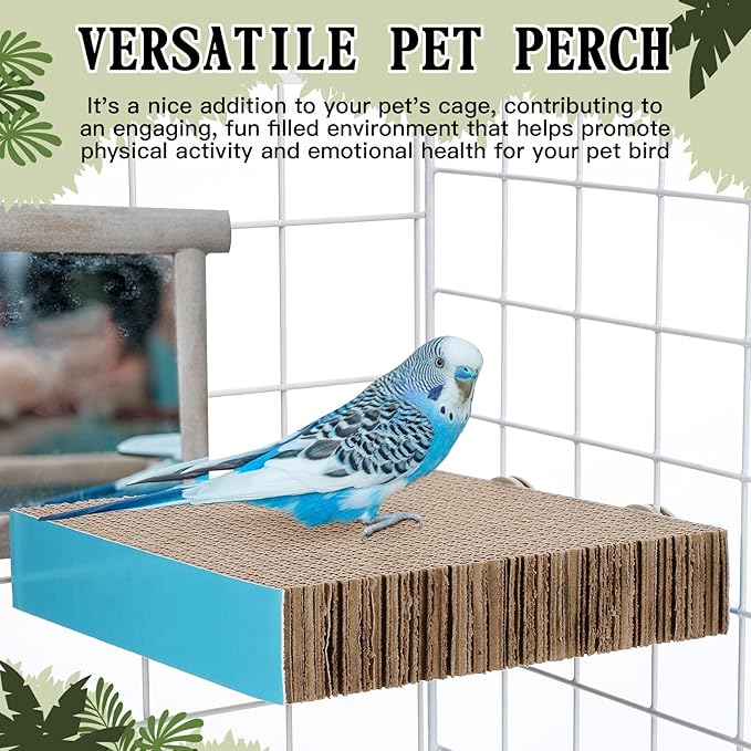 2 Pieces Bird Chew Toy Parrot Cage Perch Cardboard Platform Bird Paw Grinding Stand Parrot Cage Playground for Macaws, Small Parakeets, Conures, Budgies, Finches Conure Cockatiel (Large)