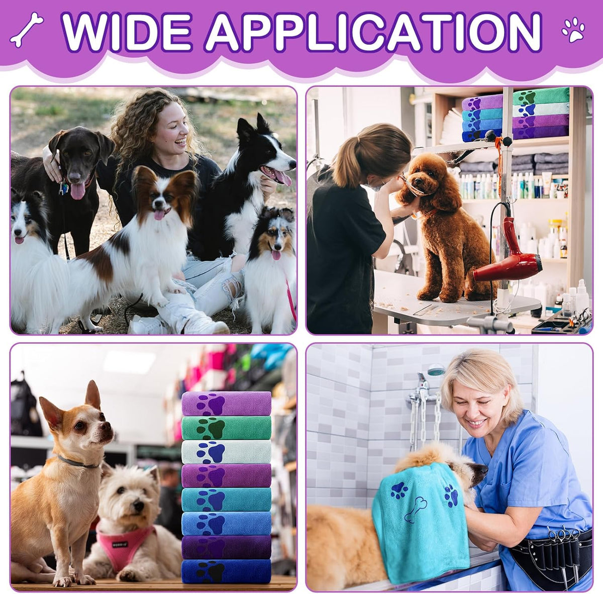 Chumia 8 Pcs Dog Towels for Drying Dogs Cats Pet Towels Bulk Puppy Microfiber Quick Drying Paw Bath Bathing Supplies Absorbent for Medium Pets(Classic Color,18 x 28 Inch)