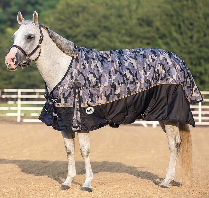 Jeffers Economy Plus 1200 Denier Standard Neck Turnout Sheet 81" - Waterproof Breathable Horse Blanket, Lightweight 0 Gram Polyfill Rain Sheet for Horses, Durable Outdoor Equestrian Rug - Urban Camo