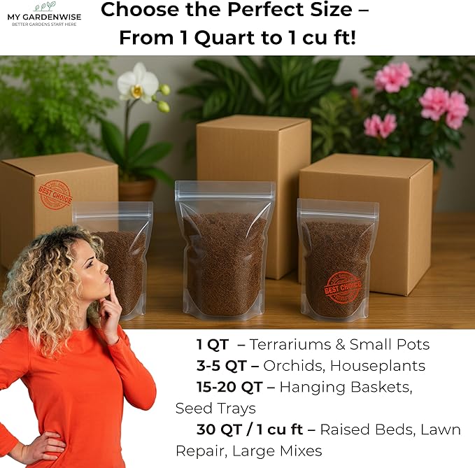 Peat Moss for Plants – Organic Sphagnum Peat Moss for Orchids, Terrariums, Seed Starting, Reptiles & Potting Soil Mix (30 quarts)