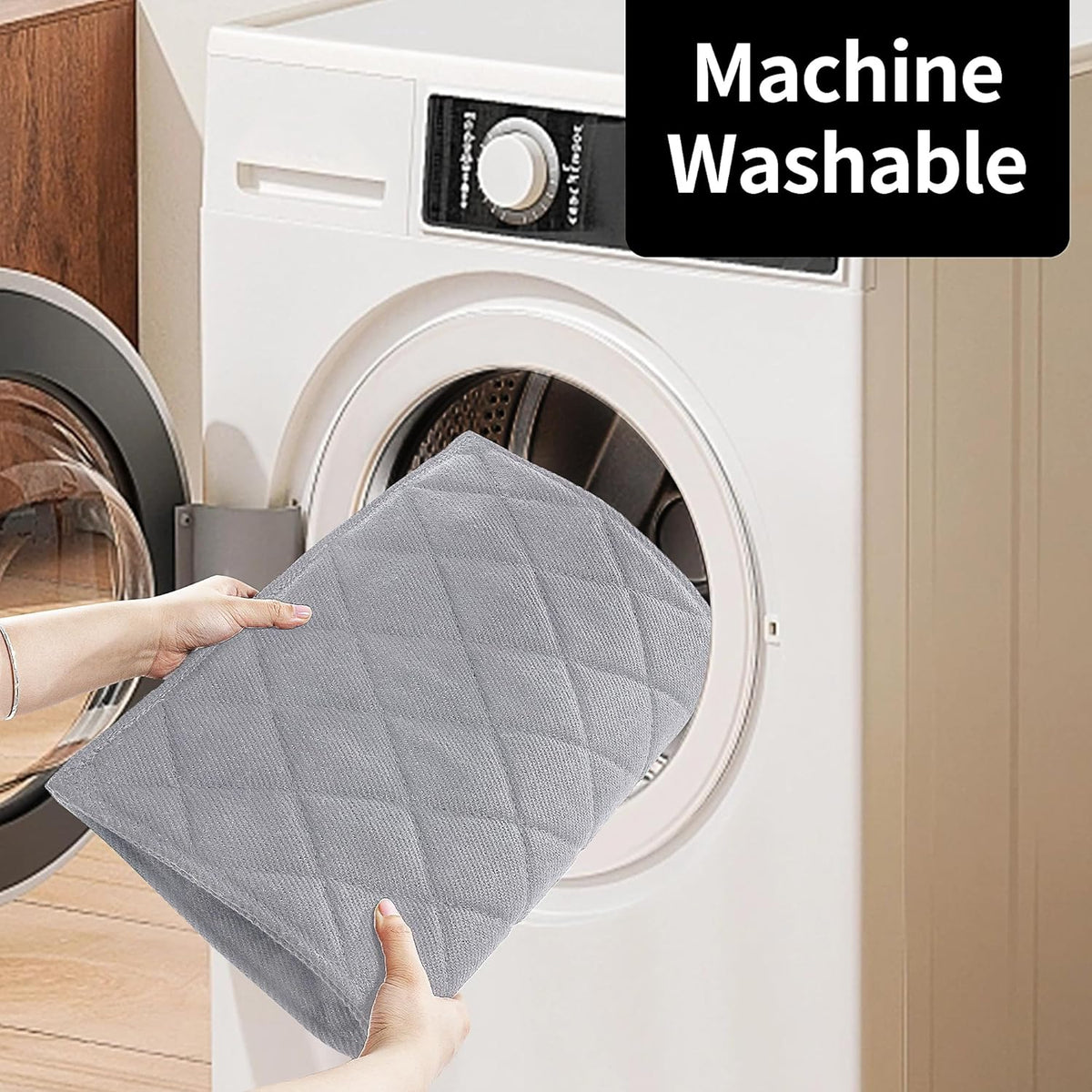 MABOZOO Indestructible Dog Bed, Chew Proof Crate Pad for Aggressive Chewers - Machine Washable Quilted Mat for Small Dogs - Durable Grey Kennel Pad (22x35 in)