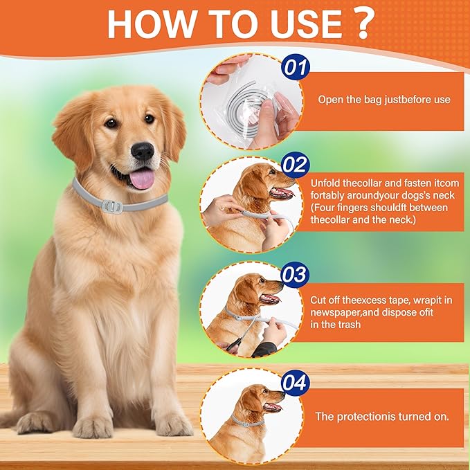 4 Pack Flea and Tick Collar for Dogs - 25" Adjustable Collar Fits Dogs, Long-Lasting 24-Month Protection for Small, Medium, and Large Dog – Waterproof Flea Tick Prevention