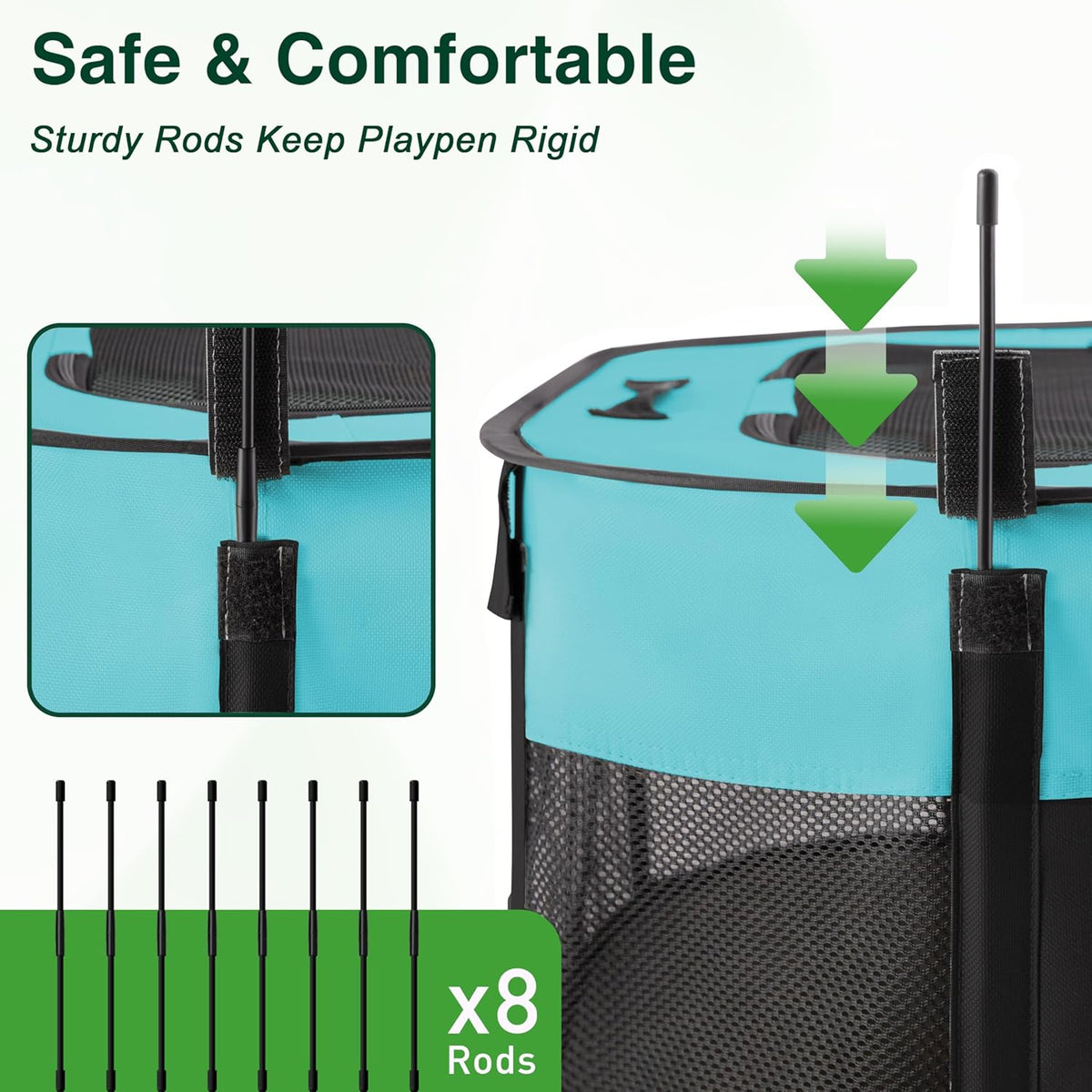 Love's cabin Pet Puppy Dog Playpen, Small Dog Tent Crates Cage Indoor/Outdoor, Portable Exercise Playpen for Dog and Cat, Foldable Pop Up Dog Kennel Playpen with Carring Case (S, Green)