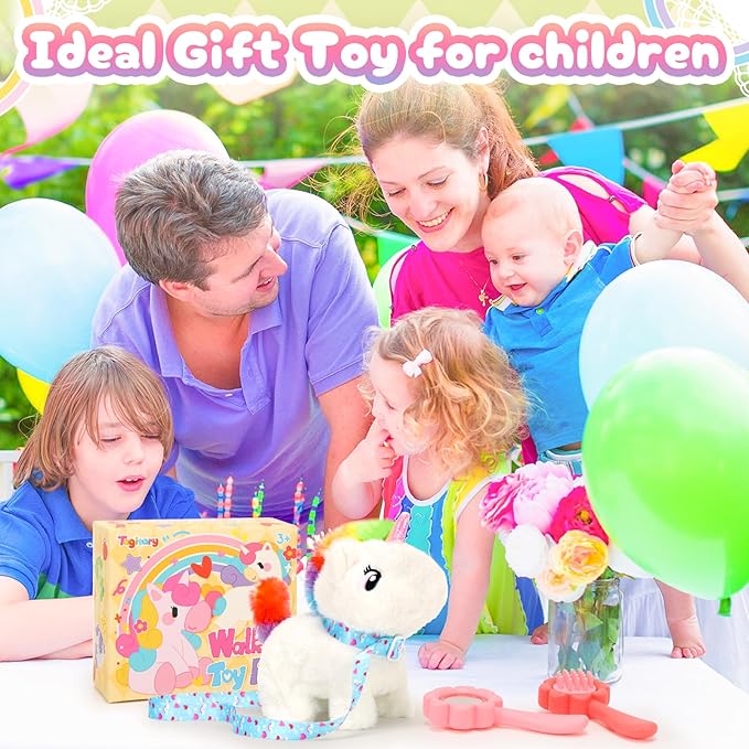 Tagitary Plush Toy Interactive Unicorn Toys for Kids with Sounds,Walking,Tail Wagging and Head Nodding, Unicorn Stuffed Toys for Kids with Leash,Christmas Birthday Gift for Toddlers Kids