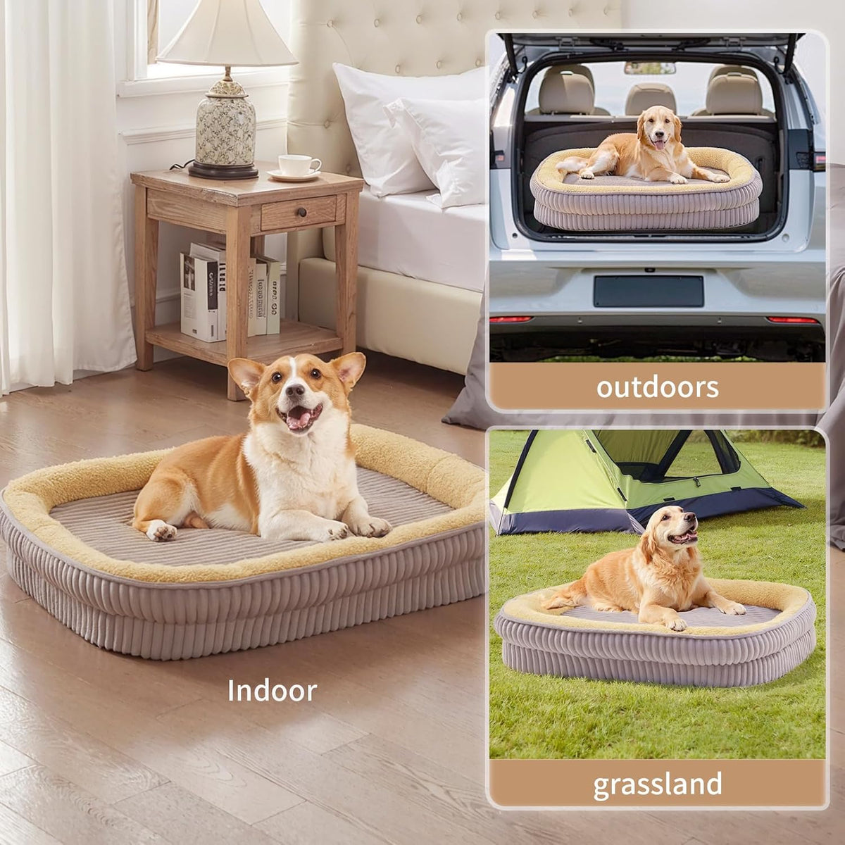Orthopedic Dog Bed for Medium Dogs Breeds, High Density Egg Crate Foam Dog Sofa Beds,Oval Kennel Bed, Pet Couch Bed with Four Sided Bolster, Removable Washable Cover& Non-Slip Bottom