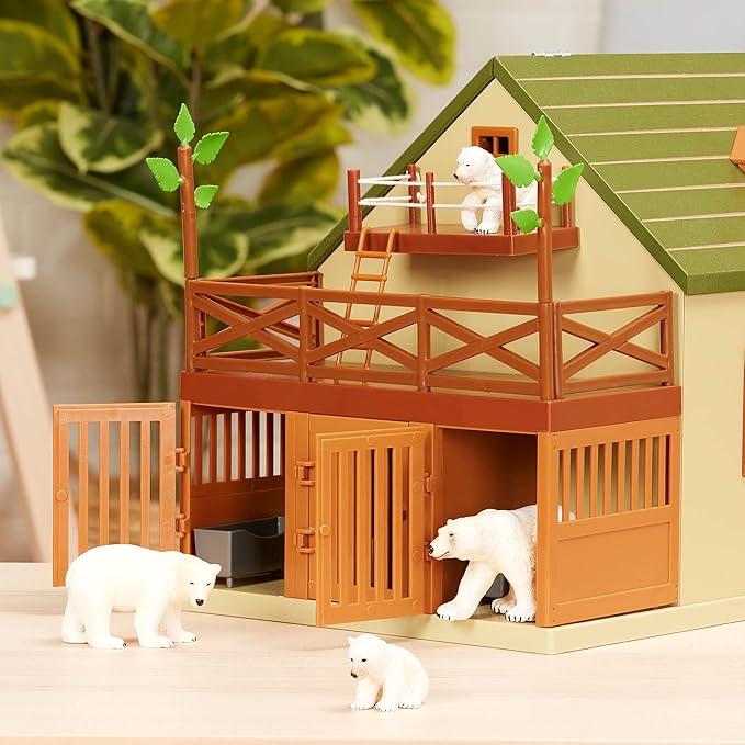 Terra by Battat – 15 Pieces Animal Hospital Playset – Wooden Vet Clinic with Openable Rooftop for Farm & Safari Animals – Pretend Play Toy for Toddlers & 3+ Years
