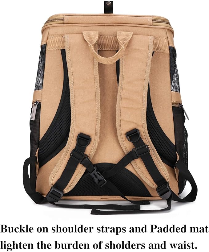 LOLLIMEOW Large Pet Carrier Backpack, Bubble Backpack Carrier for Fat Cats and Puppies,Airline-Approved(Khaki)