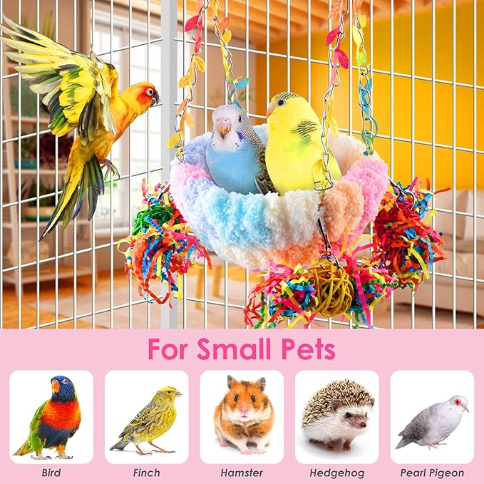KATUMO Parakeet Nest, Parrot Breeding Bed Conure Snuggle Nest Cockatiel Swing Bed for Small Pets, Size Large