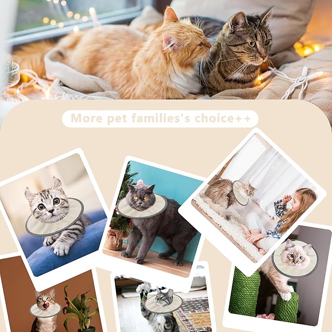 Lightweight Cat Cone Collar Soft, Soft Comfortable Cat Recovery Collar After Surgery, Elizabethan E Collar for Cats, Cone for Cats to Stop Licking (Khaki, Small)