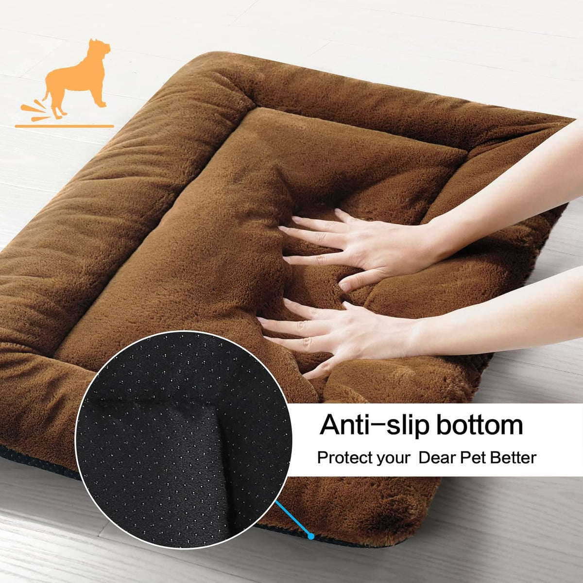 Dog Beds Crate Pad for Medium/Large Dogs Ultra Soft Dog Crate Bed Washable & Anti-Slip Kennel Pad for Dogs Cozy Sleeping Mat,Brown 36inch