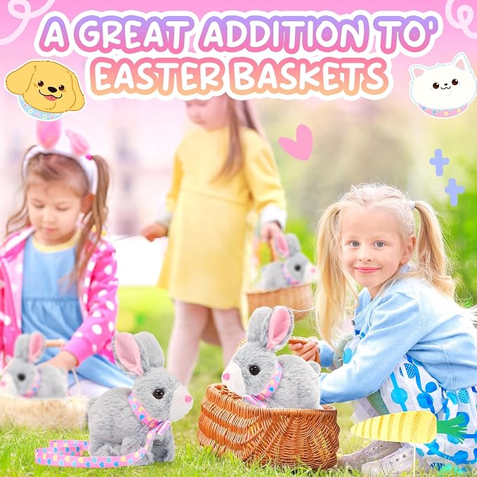Tagitary Plush Bunny Toy for Kids,Interactive Realistic Bunny with Sounds,Walking,Ears Wiggling,Twitch Mouth and Nose,Hopping Rabbit Toys Easter Christmas Birthday Gift for Toddlers