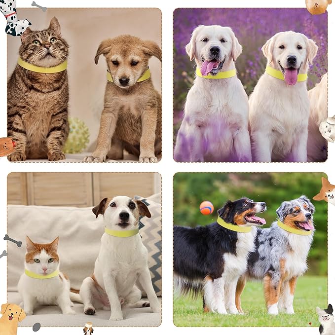 500 Count 20inch Adjustable Paper Dog Collars with Tear Resistant Waterproof Whelping Collars Paper Puppy ID Bands Adhesive Pet Identification Tags for Newborn Dog Cat Hospitals(Yellow)