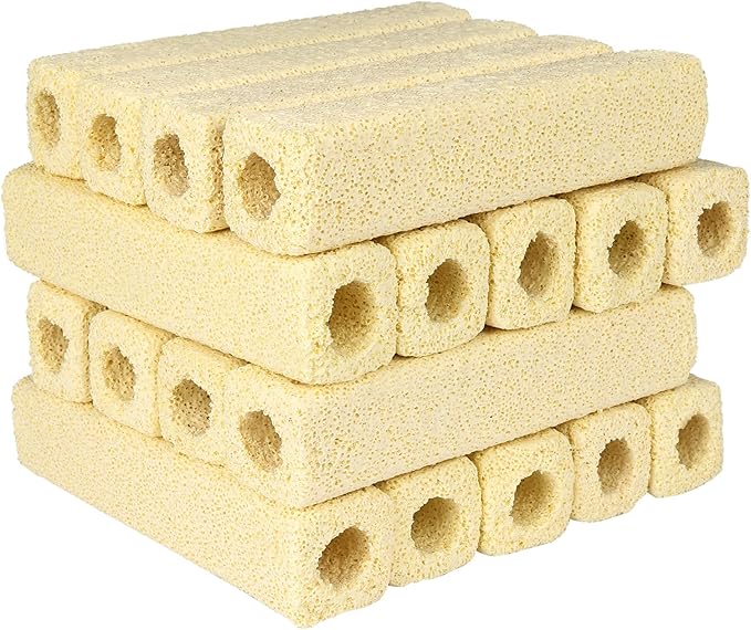 RealPlus Ceramic Bio Filter Media for Aquarium Sump Canister Pond Fish Tank Canister Koi Pond, Vast Surface Area, 80pcs, Yellow