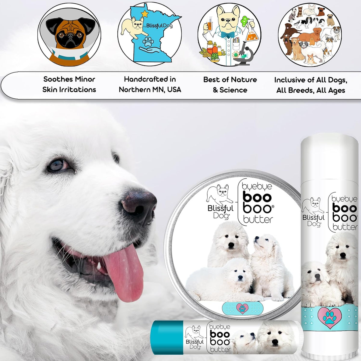 The Blissful Dog .50 oz Tube Great Pyrenees Booboo Butter