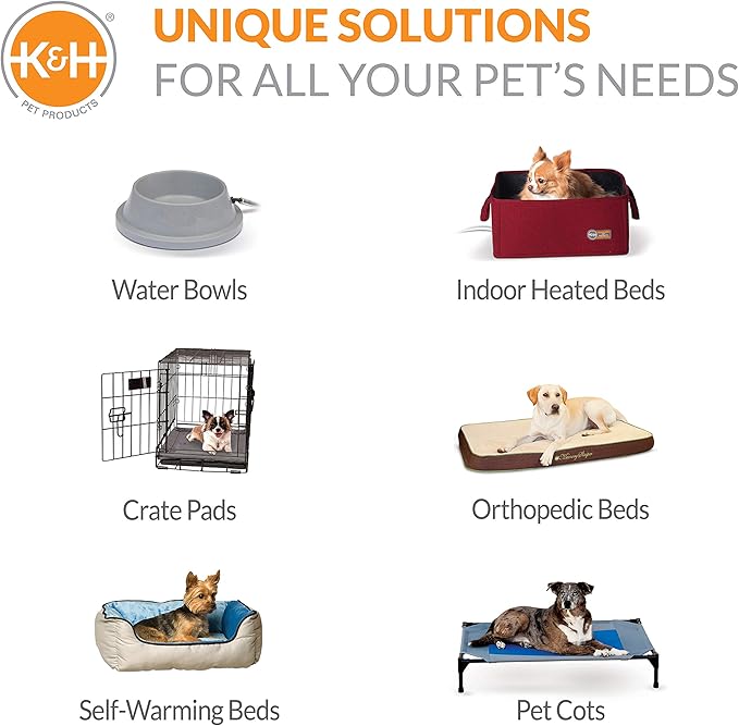 K&H Pet Products Outdoor Elevated Dog Cot, Breathable Cooling Elevated Cot Hammock Pet Bed for Medium Dogs, Washable Mesh Cover, Raised Metal Frame, Collapsible, Portable - Medium 32 X 25in Gray