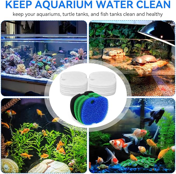 Canister Filter Pads Compatible with SUNSUN HW-302 /505A and Aqua top CF-300 Canisters Filters Sponges Replacement for Polar Aurora 265GPH Canister Filter for Aquarium Fish Tank and Turtle Tank -16PCS